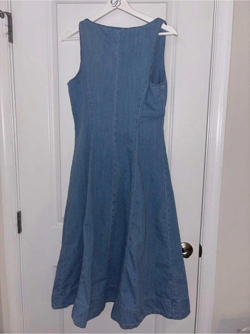 Reformation Light Blue Denim V-Neck Button-Front Midi Dress - Picture 4 of 4